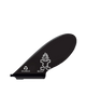 Black surfboard or paddleboard center fin with a logo on a white background